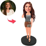 Lässiges Mädchen mit Tasche Kundenspezifische Bobbleheads