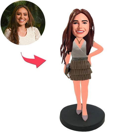Pariser Modemädchen kundenspezifische Bobbleheads mit eingraviertem Text