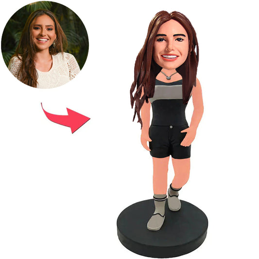 Cooles schönes Mädchen Kundenspezifische Bobbleheads mit graviertem Text