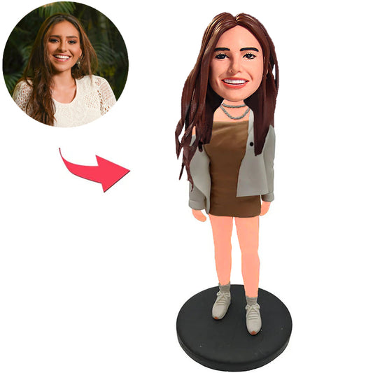 Mädchen mit nackten Schultern Kundenspezifische Bobbleheads mit eingraviertem Text