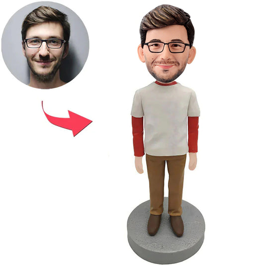 Zwanglos Kleidung Männer Benutzerdefinierte Bobbleheads mit eingraviertem Text