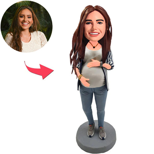 Benutzerdefinierte Bobbleheads für schwangere Mütter mit eingraviertem Text