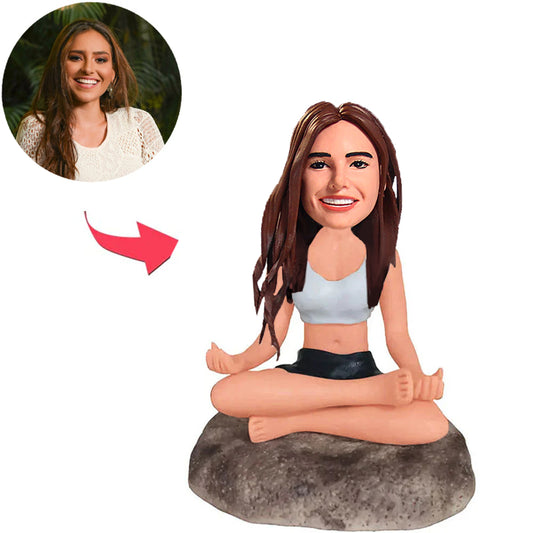 Sitzen Sie mit gekreuzten Beinen, benutzerdefinierte Bobbleheads mit eingraviertem Text