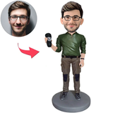 Mann, der mit Mikrofon singt Benutzerdefinierte Bobbleheads mit graviertem Text