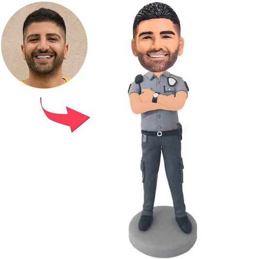 Polizei in den grauen Uniformen kundenspezifische Bobbleheads addieren Text