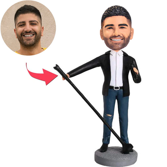 Sänger mit Mikrofon und Ständer Benutzerdefinierte Bobbleheads fügen Text hinzu