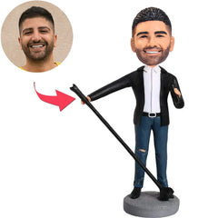 Sänger mit Mikrofon und Ständer Benutzerdefinierte Bobbleheads fügen Text hinzu
