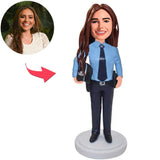 Weibliche Polizei-kundenspezifische Bobbleheads addieren Text