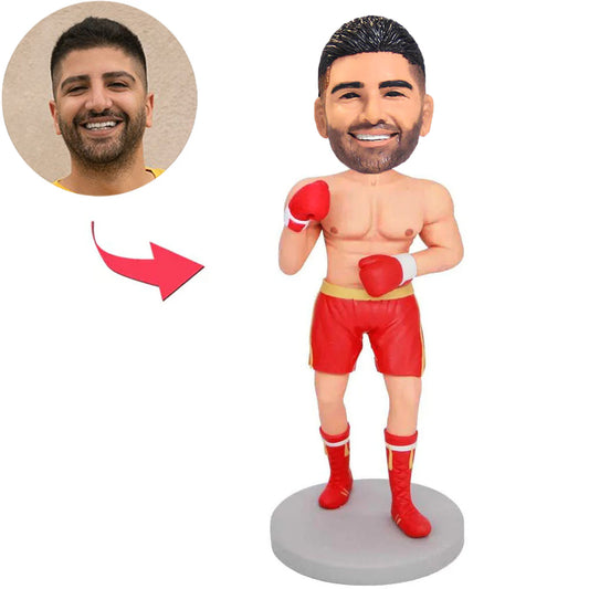 Rote Klage-männlicher Boxer-kundenspezifische Bobbleheads addieren Text