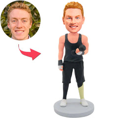 Eignungs-Mann, der Dummköpfe hält Kundenspezifische Bobbleheads addieren Text