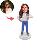 Weibliche Schlosser-kundenspezifische Bobbleheads addieren Text
