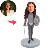 Weibliche Fechter-kundenspezifische Bobbleheads addieren Text