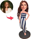 Abnutzungs-Kleid-weibliche kundenspezifische Bobbleheads addieren Text