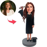 Kundenspezifisches Bobbleheads-glückliches Abschluss-Mädchen addieren Text