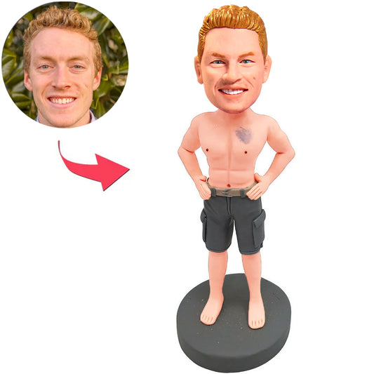 Kundenspezifischer Bobbleheads-starker cooler Mann addieren Text