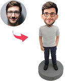 Kundenspezifischer Bobbleheads-weißer Hemd-zufälliger Mann addieren Text