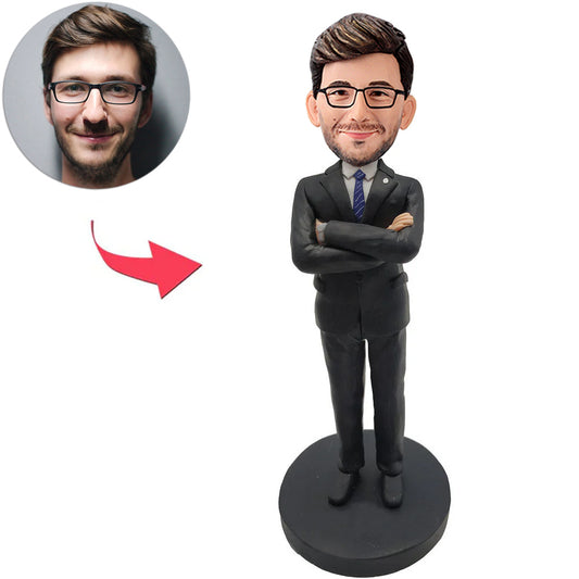 kundenspezifische Bobbleheads Mann mit den Händen auf den Schultern Text hinzufügen