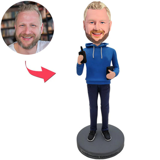 kundenspezifische Bobbleheads Mann mit Walkie-Talkie Text hinzufügen