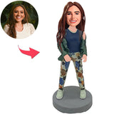 Kundenspezifische Bobbleheads-sexy kühle Frau addieren Text