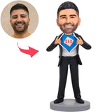 Beliebter Superheld Super Dad Kundenspezifische Bobbleheads fügen Text hinzu