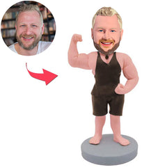 Starker Muskelmann Kundenspezifische Bobbleheads addieren Text