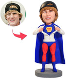 Den superhelden superman in blau Kundenspezifische Bobbleheads mit graviertem Text