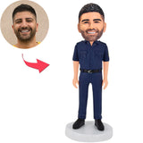 Polizist im blauen Anzug Benutzerdefinierte Bobbleheads mit eingraviertem Text