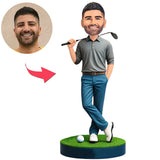 Graues Hemd Golfspieler Kundenspezifische Bobbleheads