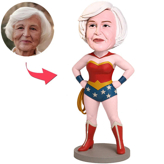 Rote Kleidung Wonder Frau Supermama Mama Benutzerdefinierter Bobbleheads