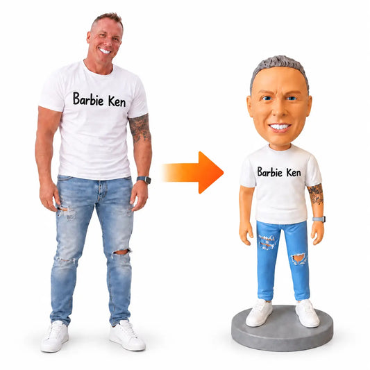 Vollständig anpassbare 1-Personen-Bobblehead mit eingraviertem Text
