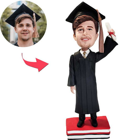 Froher abschluss mein junge Kundenspezifische Bobbleheads fügen Text hinzu