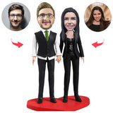 Kleiden Sie sich formell als Paar Kundenspezifische Bobbleheads addieren Text