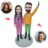 Winter Clothing Couple Custom Bobblehead With Engraved Text