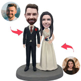 Tragendes Hochzeitskleid-Hochzeits-Paar-kundenspezifische Bobbleheads mit graviertem Text