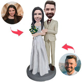 Paar im Hochzeitskleid Kundenspezifische Bobblehead mit graviertem Text