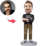 Kundenspezifischer Bobbleheads Schwarzer Kapuzenpullover Der beste Boss der Welt addieren Text