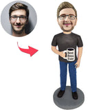 Kundenspezifischer Bobbleheads Holding Cup Bester Boss aller Zeiten addieren Text