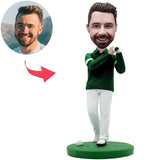 Mann spielt Golf Kundenspezifische Bobbleheads mit graviertem Text