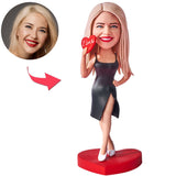 Ich liebe dich Herzfrau Kundenspezifische Bobbleheads addieren Text