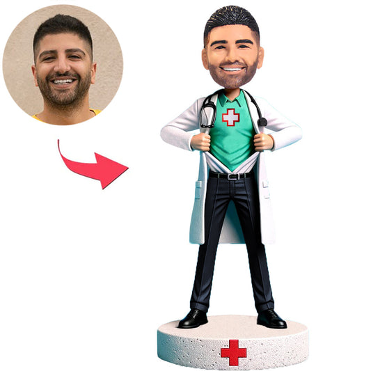 Super-Arzt mit Rotem Kreuz Kundenspezifische Bobbleheads mit eingraviertem Text