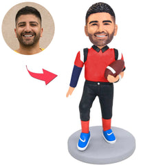 Glücklicher Fußballspieler Kundenspezifische Bobbleheads addieren Text