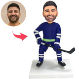 Spieler hält Hockeyschläger Kundenspezifische Bobbleheads addieren Text