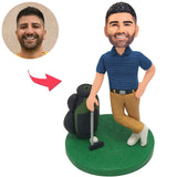 Golfspieler und Ausrüstung Kundenspezifische Bobbleheads addieren Text