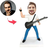 Glücklicher Musiker-Mann-kundenspezifischer Bobbleheads Wackelkopf