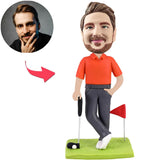 Kundenspezifischer Bobbleheads-Golfplatz-Mann mit graviertem Text