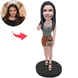 Lässiges Mädchen mit Tasche Kundenspezifische Bobbleheads