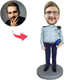 Handsome Policeman Custom Bobbleheads mit eingraviertem Text