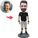 Schwarzer Anzug-Athlet der Kundenspezifische Bobbleheads addieren Text