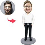 Schwarze Hosen-Geschäftsmann-kundenspezifische Bobbleheads addieren Text