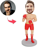 Rote Klage-männlicher Boxer-kundenspezifische Bobbleheads addieren Text